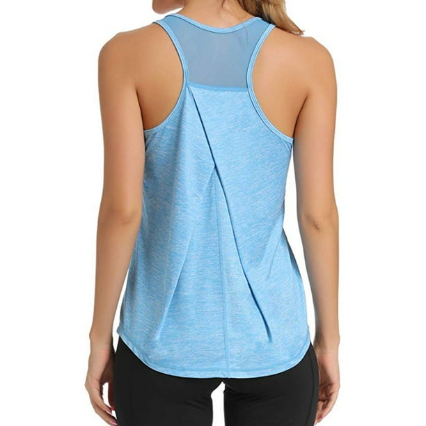 Women Workout Tops Mesh Racerback Tank Yoga Shirts Gym Clothes